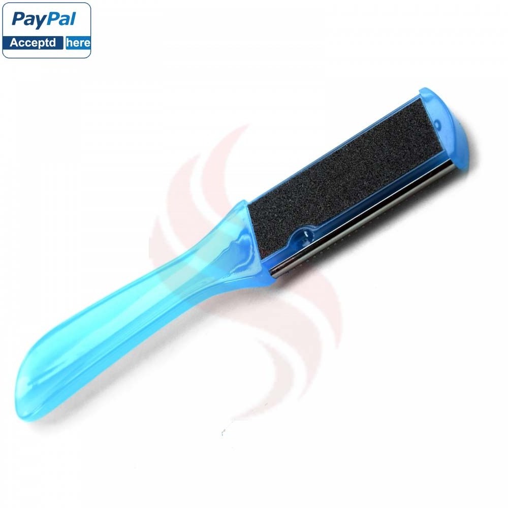 Double Side Plastic Handle Pedicure Sandpaper Foot File  Foot Dead Rough Skin Callus Remover one side Sand Paper and Steel Sheet