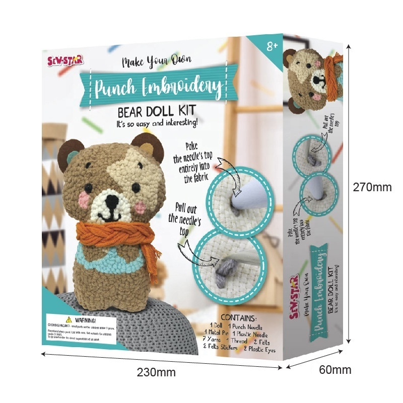 New DIY amigurumi Bear Creative stuffed toys Fabric Punch Needle Kit handmade crochet mini bear doll crochet kit for beginners