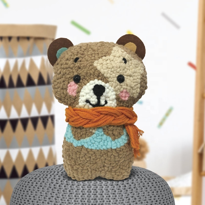 New DIY amigurumi Bear Creative stuffed toys Fabric Punch Needle Kit handmade crochet mini bear doll crochet kit for beginners