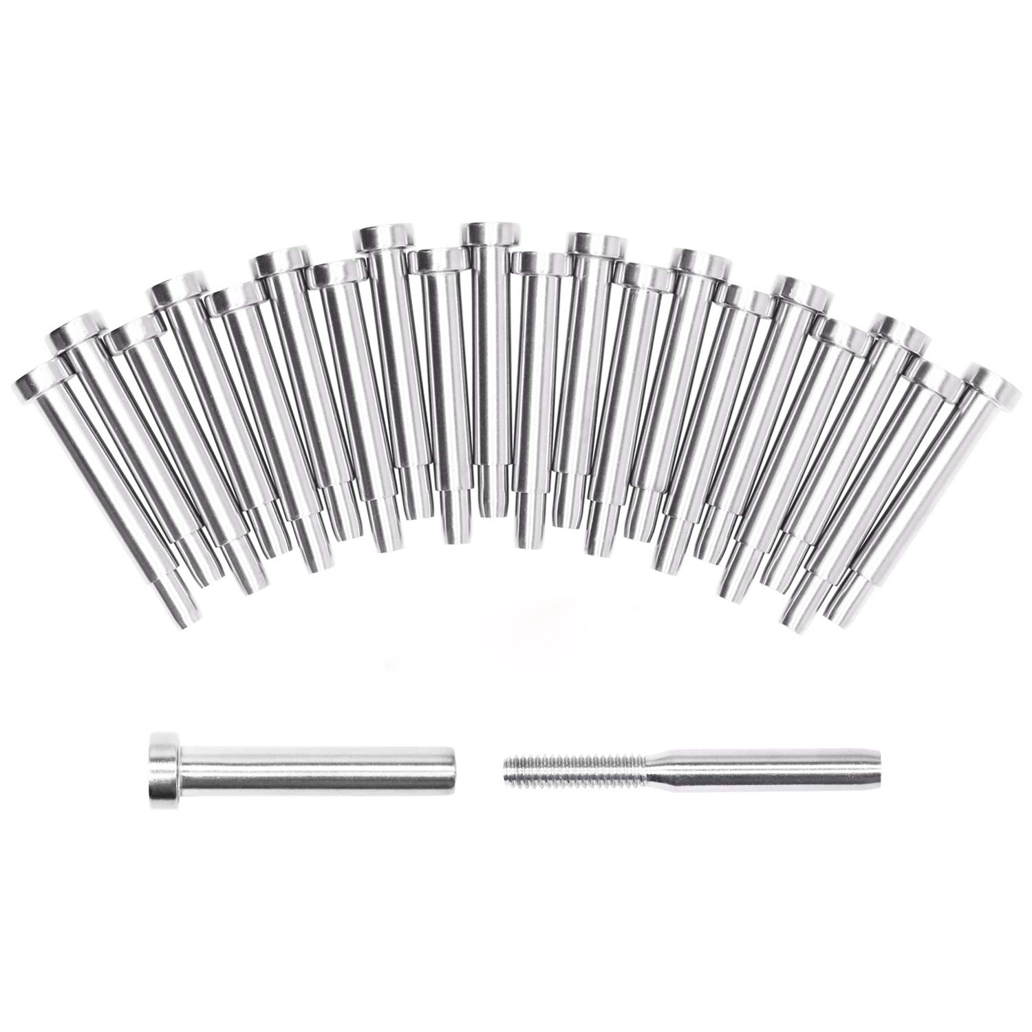 Metal Cable Railing Kit 316 Stainless Steel Swage Threaded Stud Tension End Fitting Terminal Flat