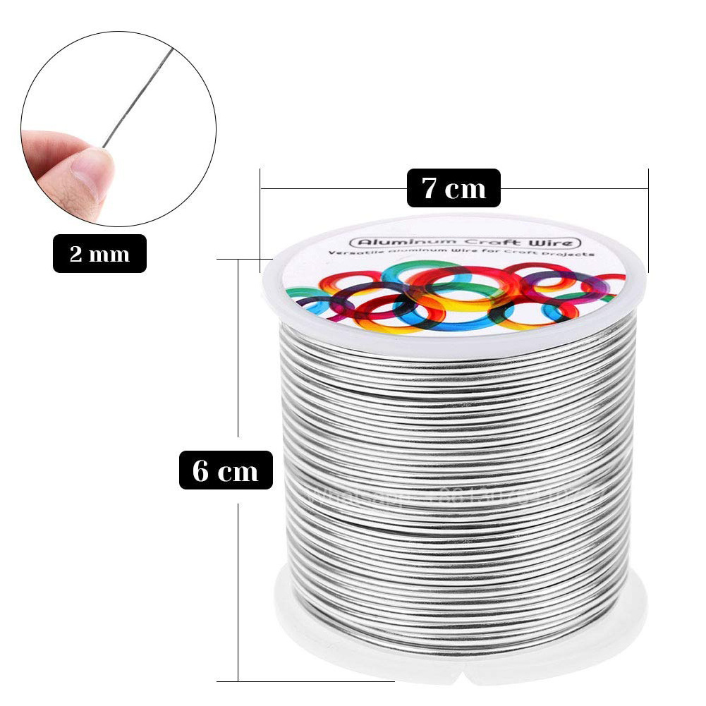 Silver 2mm 12 Gauge Aluminum Wire Metal Armature Wire Bendable Sculpting Crafts Wire for Wreath Making Jewelry