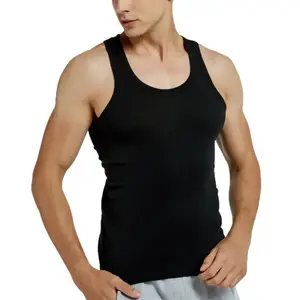 Wholesale MenPromotional Cheap Tank Top Plain Singlet Gym Sleeveless T-shirts Solid Ribbed Men's Vests