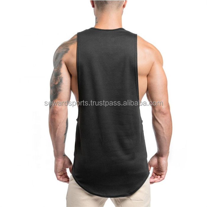 Factory custom wholesale men's ribbed tank top 100% polyester cheaper blank gym tank top men plain black white top tanks for men