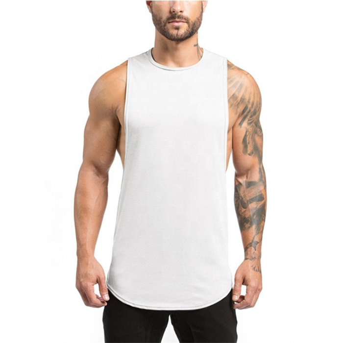 Factory custom wholesale men's ribbed tank top 100% polyester cheaper blank gym tank top men plain black white top tanks for men