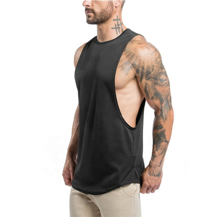 Factory custom wholesale men's ribbed tank top 100% polyester cheaper blank gym tank top men plain black white top tanks for men