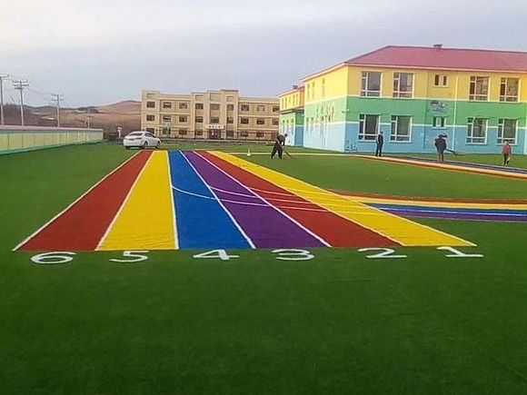 Eco friendly Colorful Artificial Grass for Kindergarten Playgrounds Turf Pets Friendly