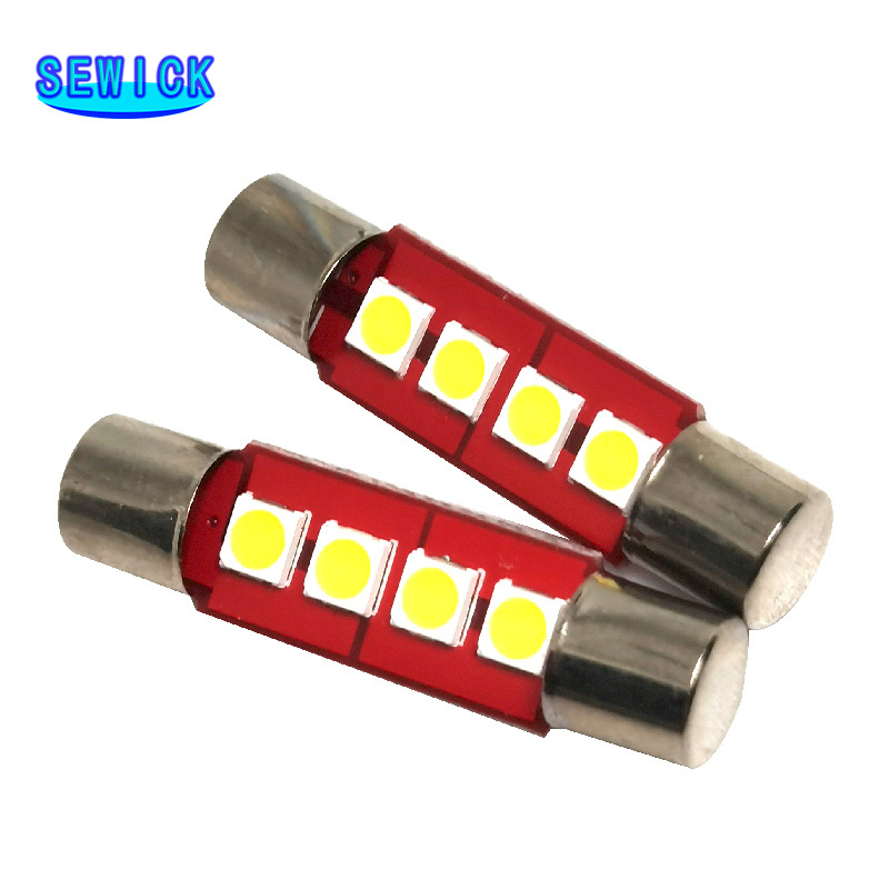 28mm 29mm C5W 4 SMD 3030 LED Lamp Bulb For Festoon Auto Interior Sun Visor Vanity Mirror Fuse Light White DC12V