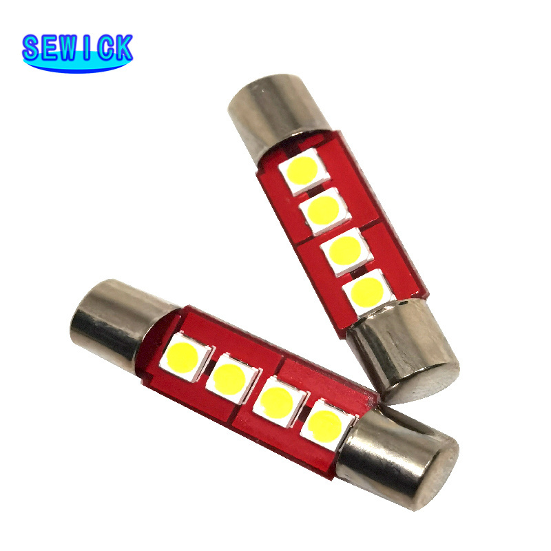 28mm 29mm C5W 4 SMD 3030 LED Lamp Bulb For Festoon Auto Interior Sun Visor Vanity Mirror Fuse Light White DC12V