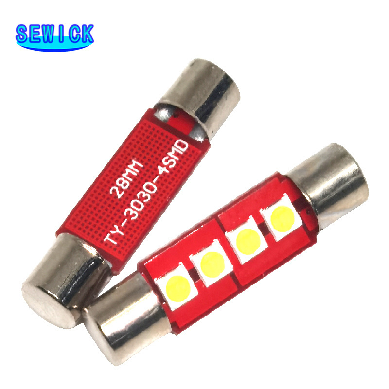 28mm 29mm C5W 4 SMD 3030 LED Lamp Bulb For Festoon Auto Interior Sun Visor Vanity Mirror Fuse Light White DC12V