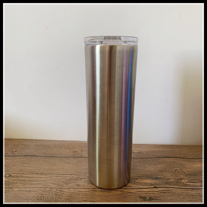 Customized double layer stainless steel straw cup thermal transfer coating insulation milk tea cup