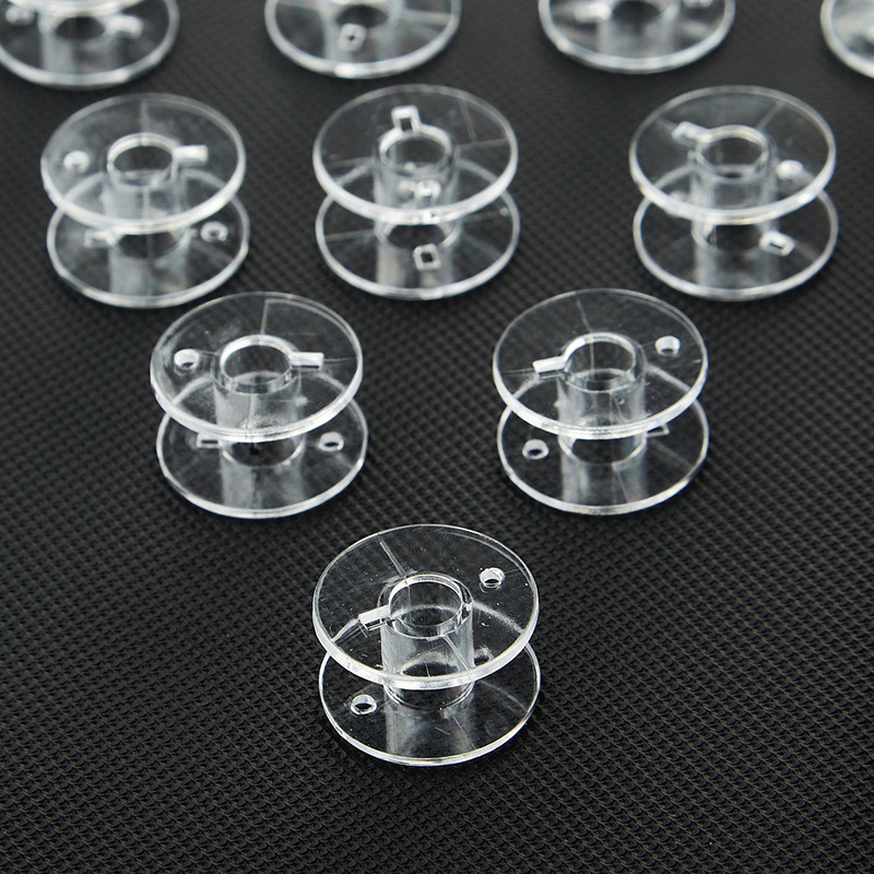 D&D 50pcs Transparent Plastic Empty Bobbins Sewing Thread String Spools for Sewing Machine Top Quality Sewing Tools 2*1cm