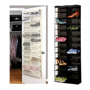 Hot sale 26 pocket portable plastic fabric over the door hanging bag space-saving stacker shoe rack organizer for sale