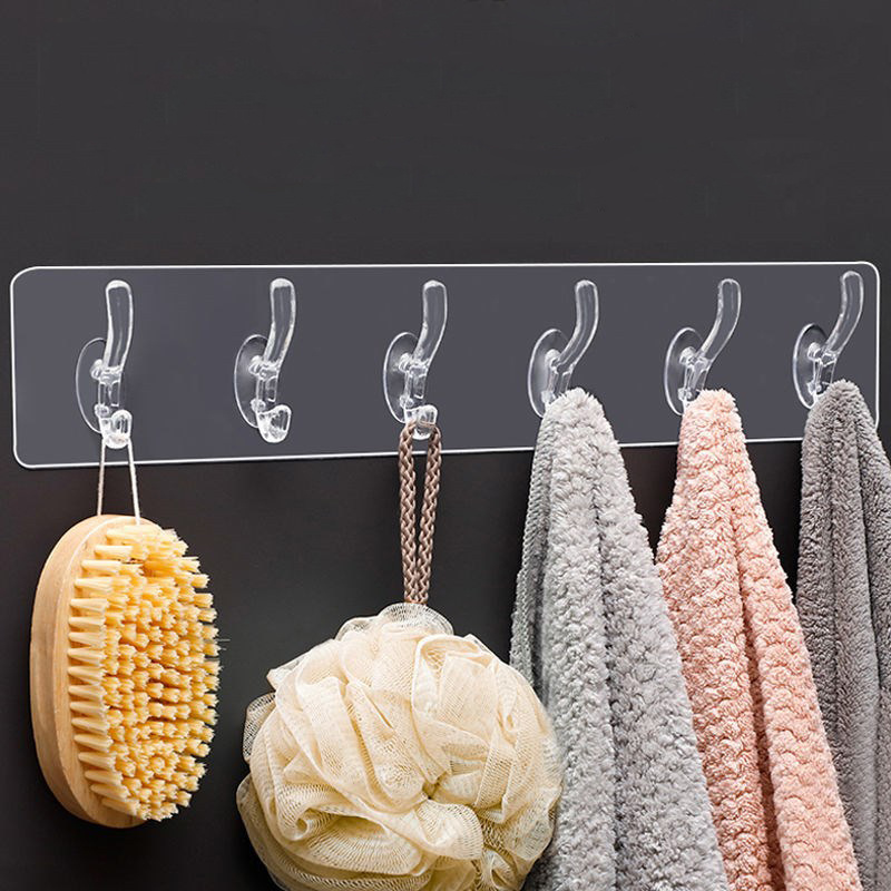 No Punching Sticky Hook Transparent Strong Seamless Sticky Wall Hook Creative Bathroom Kitchen Hook Up