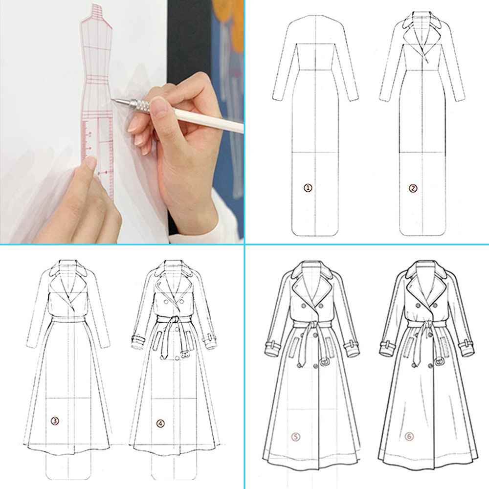 Fashion Drawing Template Design Ruler 5 Piece Set Clothing Measuring French Curve Ruler Diy Tailor Sewing Tool