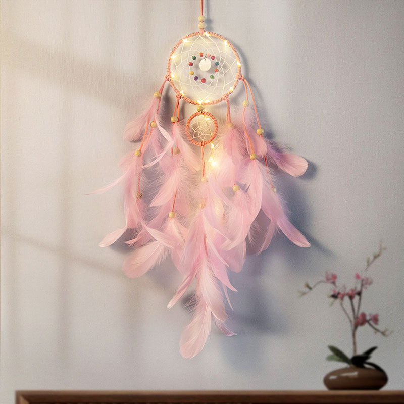 Wall hanging girl room decoration boho dream catcher diy handmade feather dream catcher