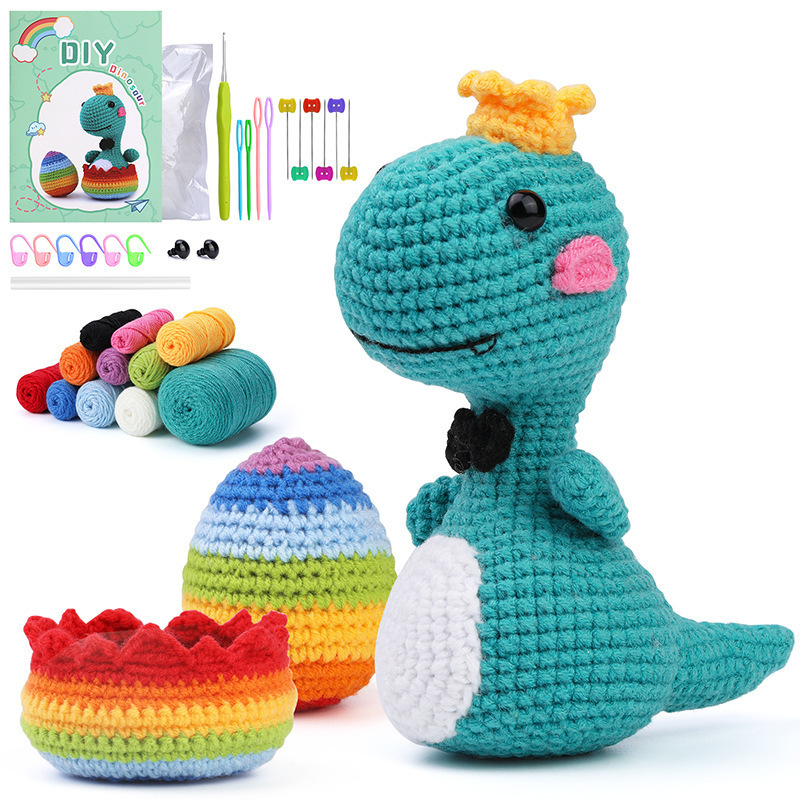 Wholesale 2023 new style DIY handmade craft Colored Egg Dinosaur  DIY Crochet animal Kit for beginners