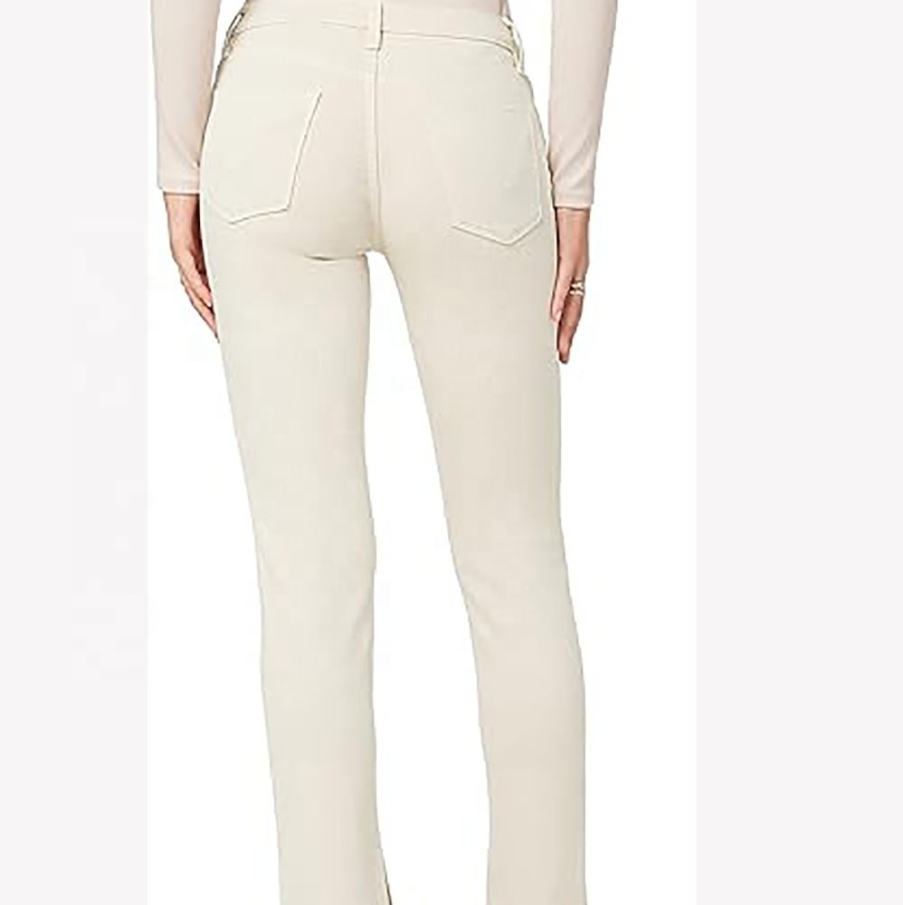 Luxury White jeans Single  Button Closure High Quality Ripped Bell Bottom Jeans For Women Stretchy Jeans Pants