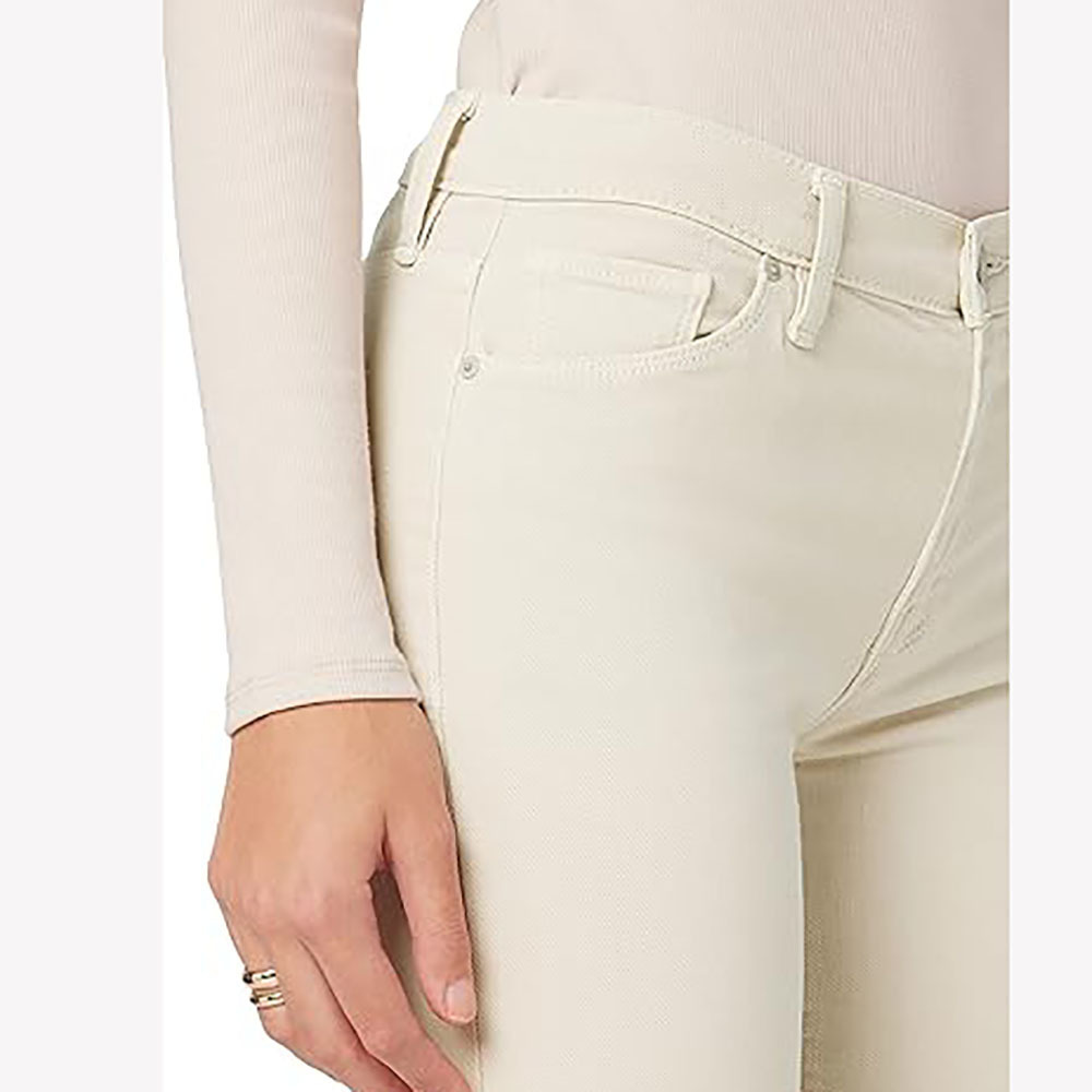 Luxury White jeans Single  Button Closure High Quality Ripped Bell Bottom Jeans For Women Stretchy Jeans Pants