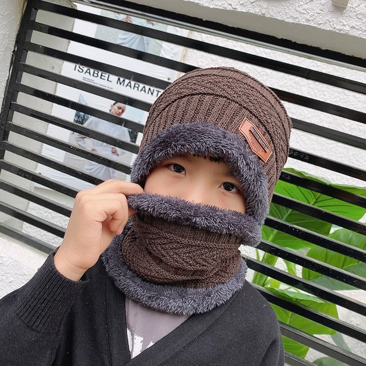 2021 Wholesale Unisex Winter Thick Lining Knitted Slouchy Baggy Beanie Hats and Matching Neck Scarf Set