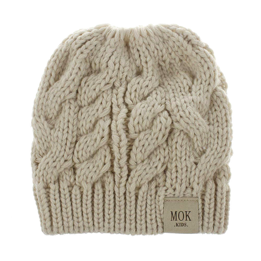 Cute Cable Knitted Baby Girl Winter Hat Caps Kids Warm Ponytail Beanie