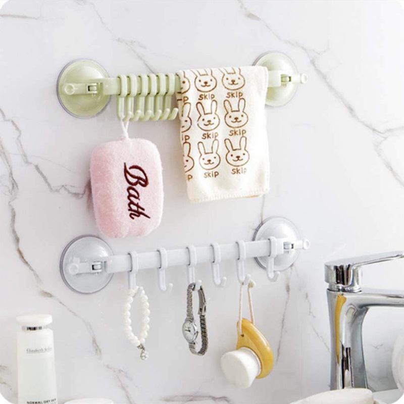 Kitchen Bathroom Accessories Hanging Shelves Adjustable Towel Rack  Hook Rack Double Suction Cup Hook Holder Lock Type Sucker