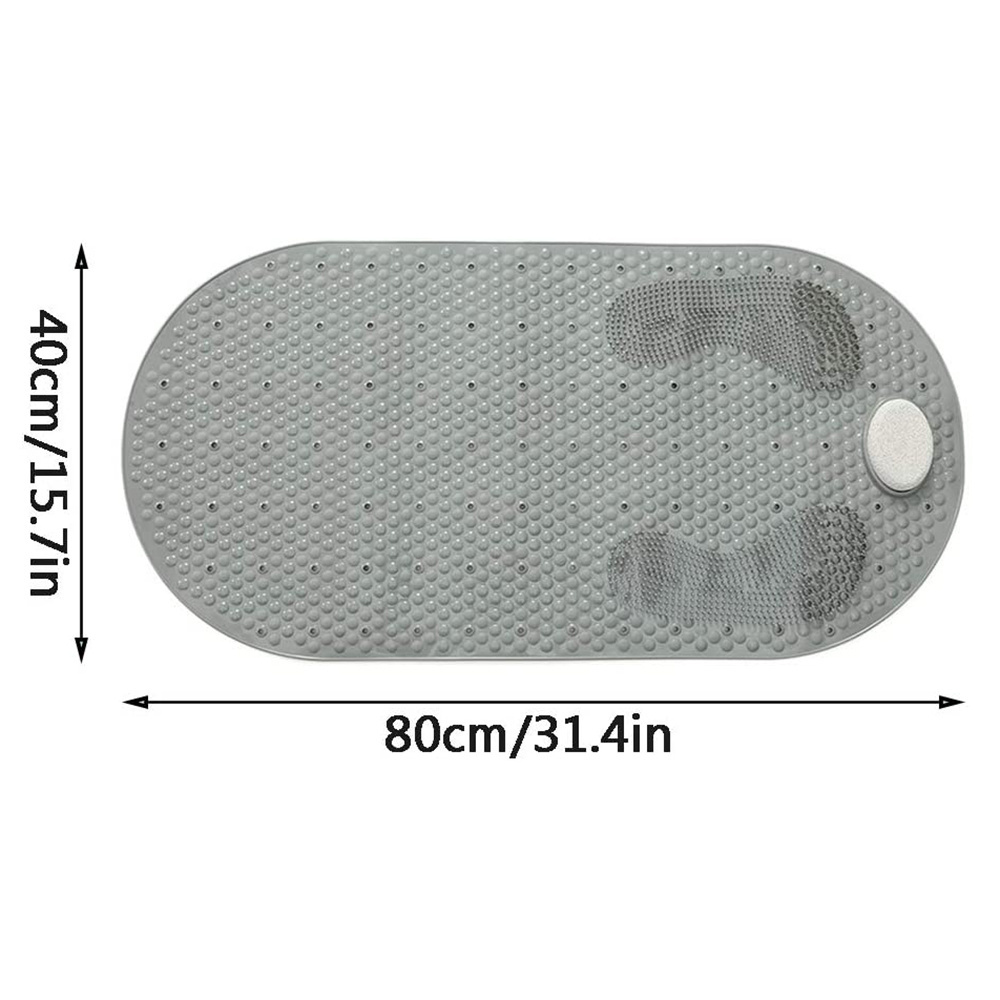 Non Slip  Foot Scrubber Shower Bathroom Mat with Pumice Feet Scrub Stone Bath Bathtub Mat with Antislip Suction Cups Drain Hole