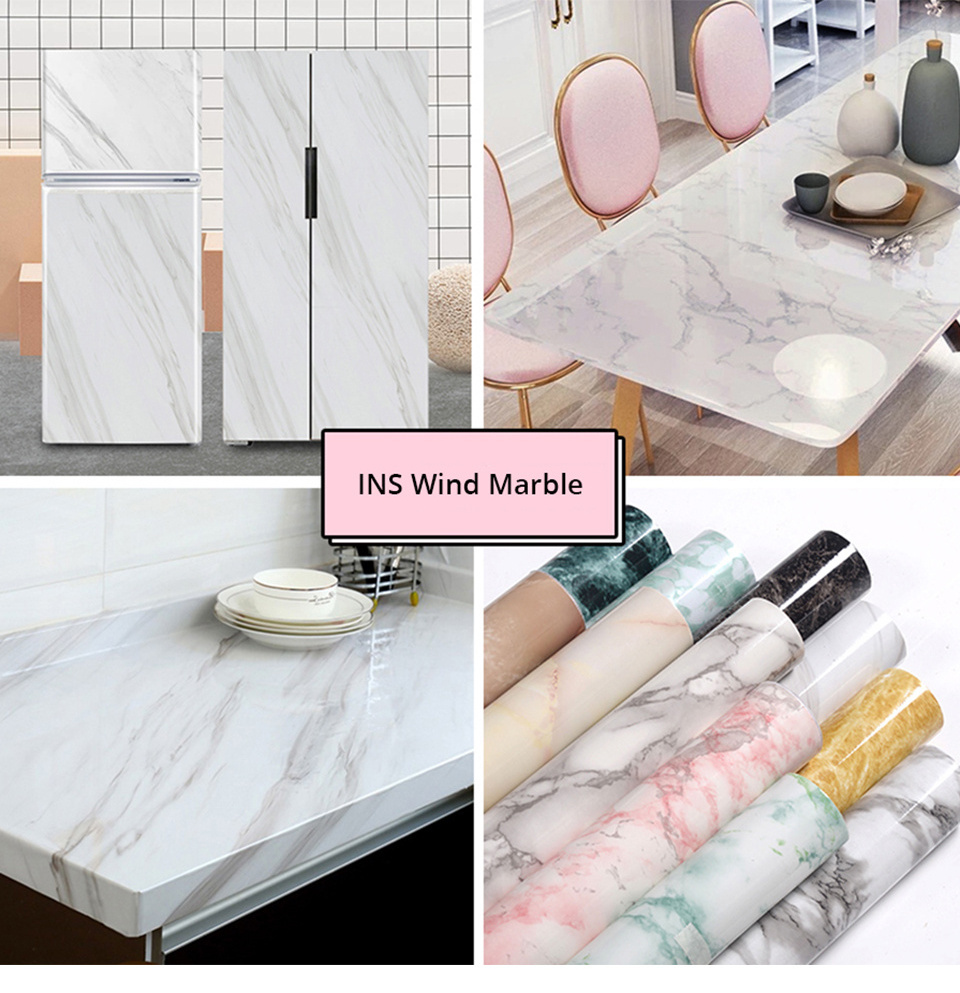 UP-Waterproof Marble Wallpaper Vinyl Self Adhesive Film Living Room Wall Decor Kitchen Cabinets Desktop Drawer Contact Paper