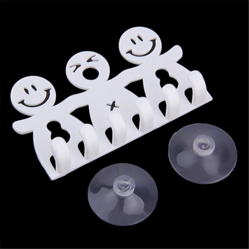 Wall Sucker Hook Cute Smile Face Toothbrush Towel Holder Rack  Kitchen Organizer Bathroom Accessory  Wall-mounted Toothbrush