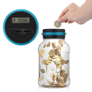 1.5L Digital Coin Counting Money Saving Box Jar Bank  LCD Display Gift Kids Plastic Piggy Bank