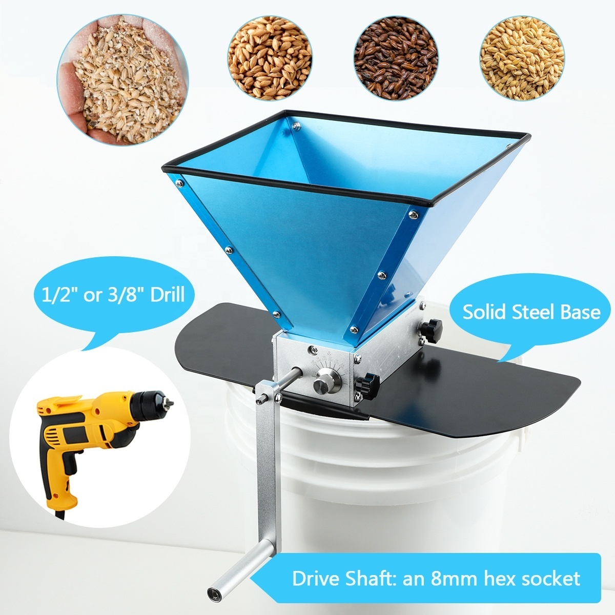 Brand New Barley Crusher Malt Grain Mill 3 Roller for Home Brewing