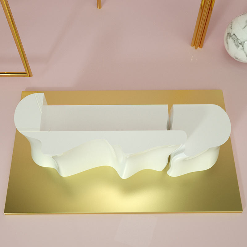 modern spa salon counter pink&gold granite reception desk with led light hotel salon furniture