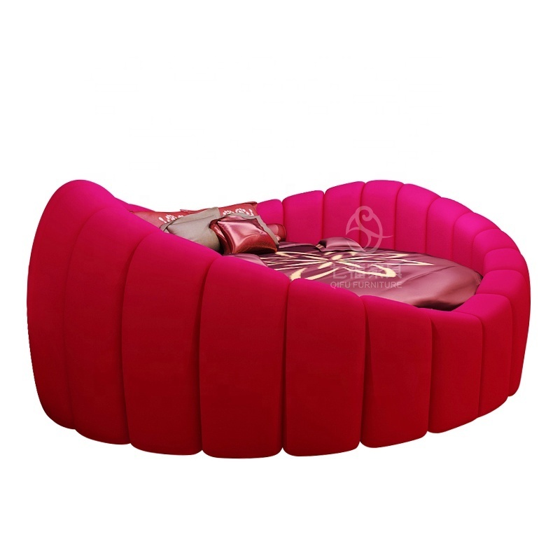 2020 New Style Genuine Leather Round Bed for Hotel