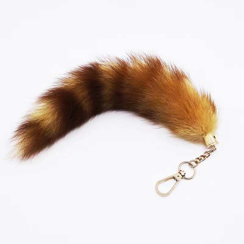 2023Hot sale cheap raccoon tail key chain pendant car key chain pendant gift promotion