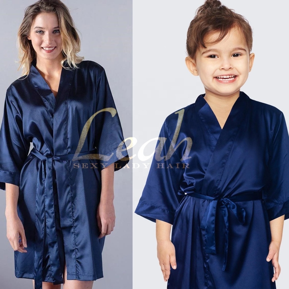 Wholesale Custom Logo Silk Sleepwear Night Gown Kimono Robe Soft Mommy And Me Satin Robes