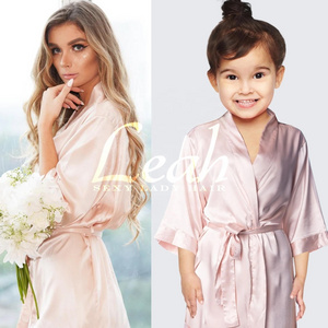 Wholesale Custom Logo Silk Sleepwear Night Gown Kimono Robe Soft Mommy And Me Satin Robes