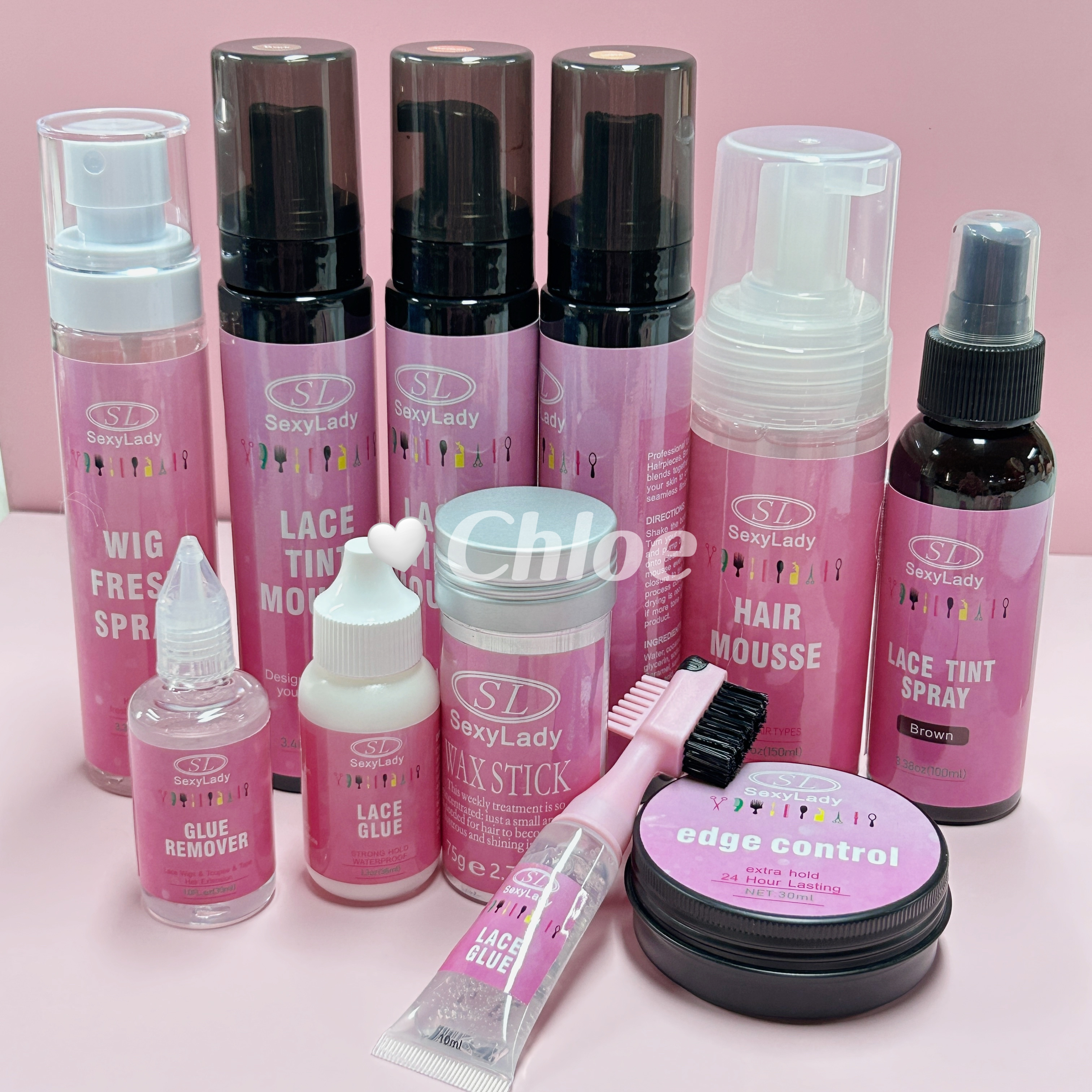 SL Custom Extreme hold Waterproof Clear Lace Hair Wig Glue And Remover Adhesive Melting Spray lace glue Set