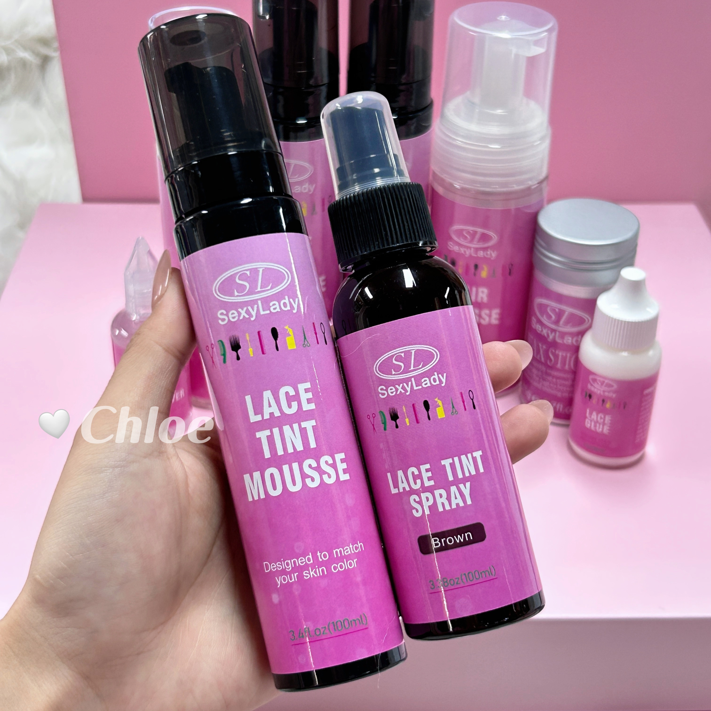 SL Custom Extreme hold Waterproof Clear Lace Hair Wig Glue And Remover Adhesive Melting Spray lace glue Set