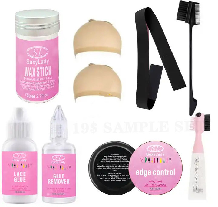 AM wholesale hair products baby hair gel super strong lace glue edge control wax stick and glue remover sets free sample