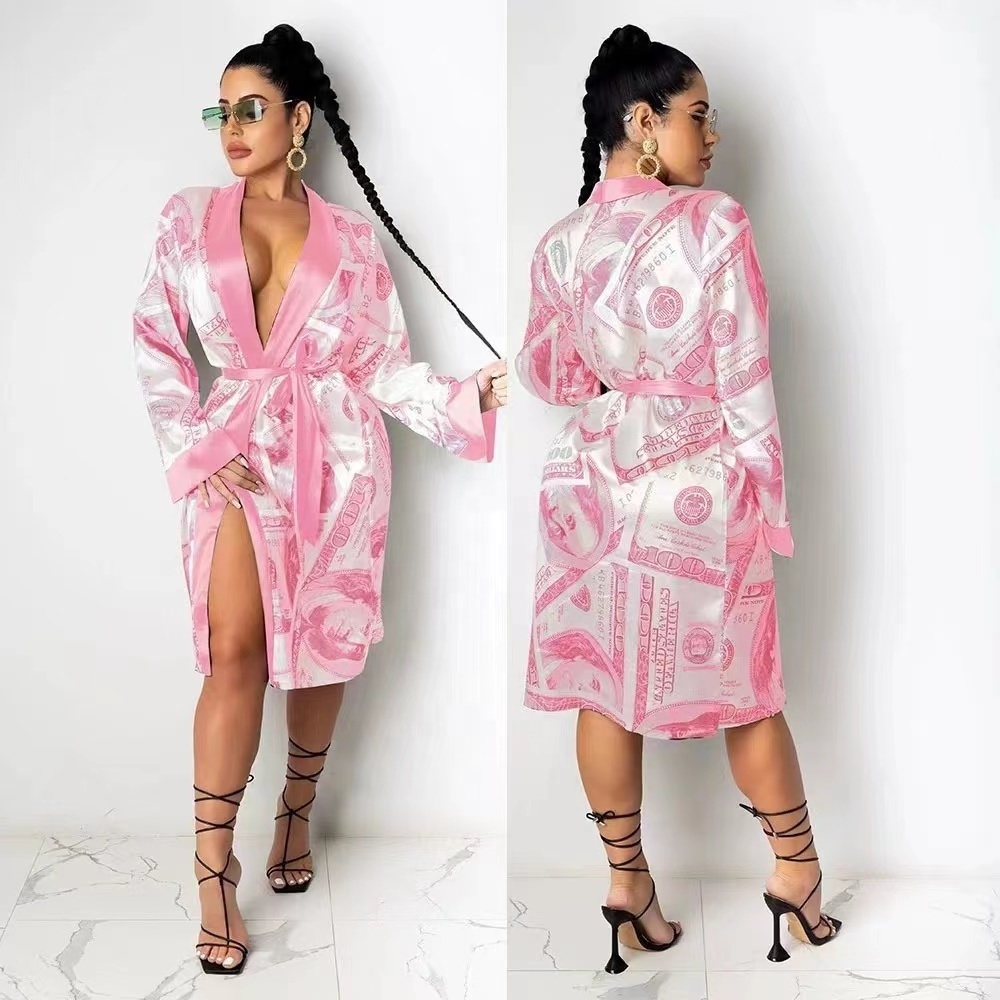 Wholesale Ruffled Robe Solid Pure Color Nightwear Silk Kimono Elegant Short Satin Robes Sexy Femmes Women Nightwear