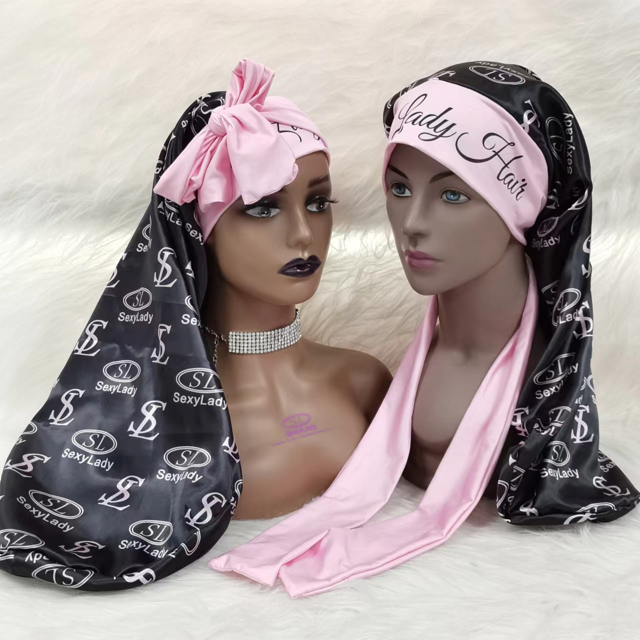 bonnets and du rags double layer silk bonnets with tie braid bonnet with snap