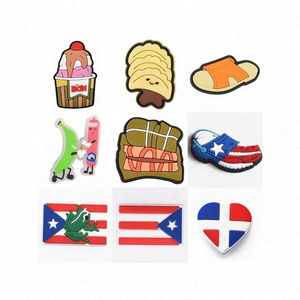 cartoon funny clog charms soft pvc charms custom Puerto Rico flag clog charms