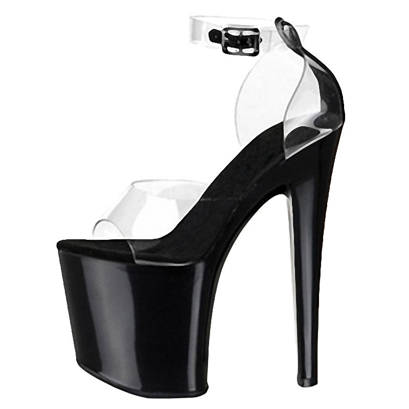 New transparent leaky toe 20cm thin heel thick sole ultra-high heel platform striptease high heels women's large sandals