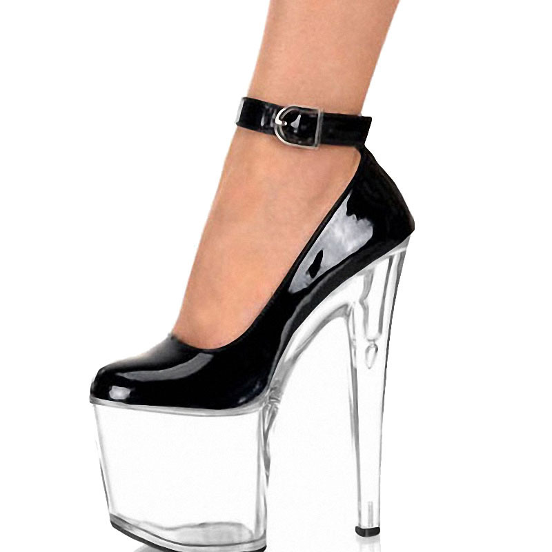 New black stiletto 20 cm ultra high heels Gothic pole dance high heels party party fashion large women's shoes