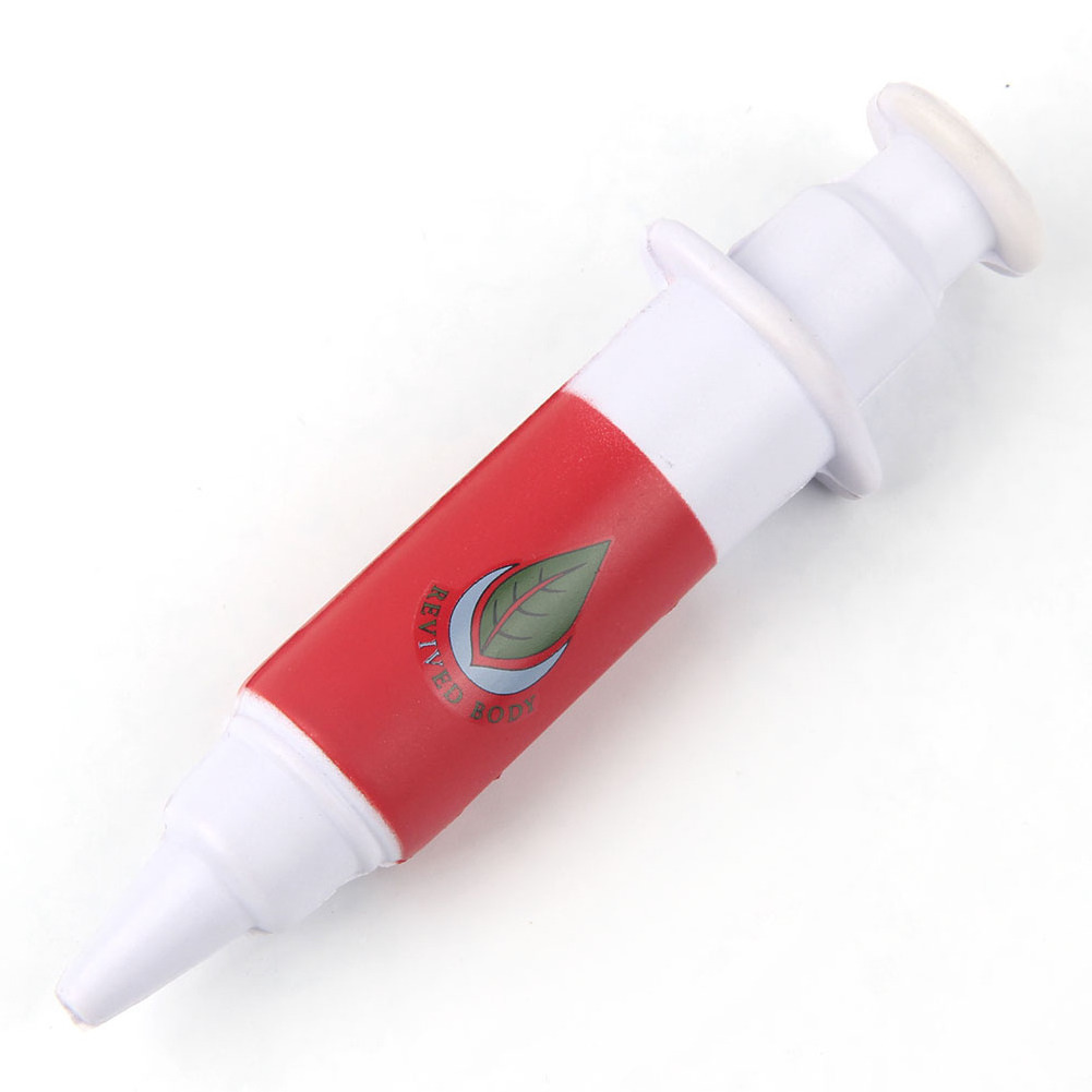 PU Wholesale Personalized Custom Logo Syringe Pu Foam Anti Stress Ball Reliever Relief Toy