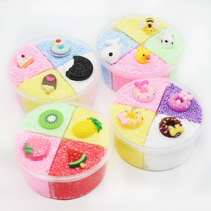 Four Colors Assorted Snow Rice Mud Crystal  Slime Children's Toy Fruit Donut Slime Charms Unicorn Snowflake Mud Kit