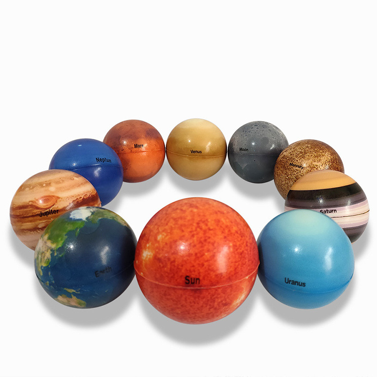 6.3 Color Printing Planet Stress Balls Eight Planets Moon Star Ball Early Education Foaming Children's Toy Bouncy Ball