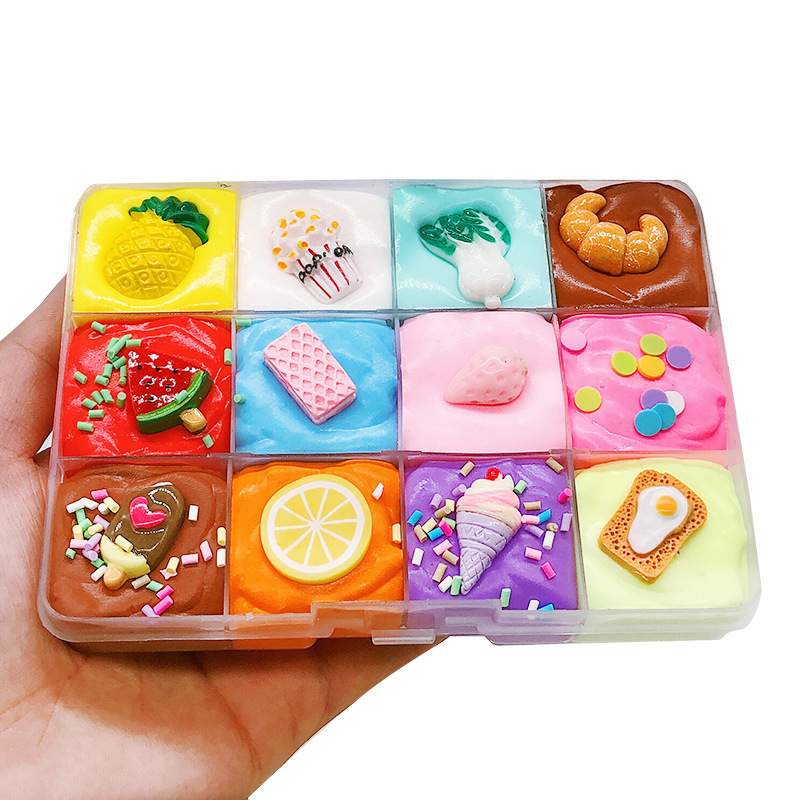 2024 New Fluffy Cotton DIY Slime 12pcs Set Making Kit Kids Supplies Color Toys Putty Slime