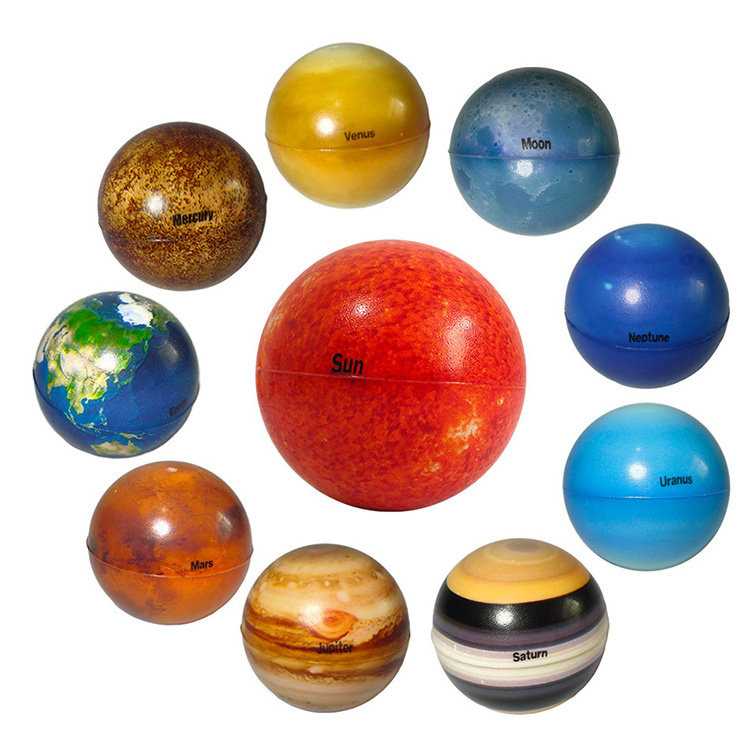 6.3 Color Printing Planet Stress Balls Eight Planets Moon Star Ball Early Education Foaming Children's Toy Bouncy Ball