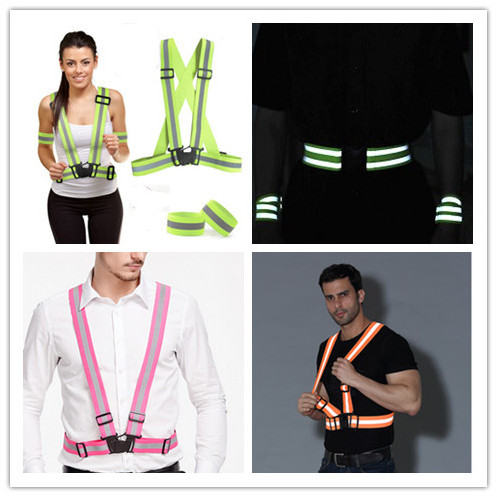 4cm free size adjustable high visibility elastic reflective safety equipment vest or straps for night running riding