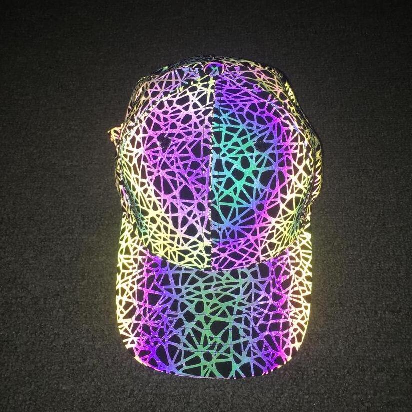 custom fashion high visibility blank unique hip hop rainbow multi color reflective sport baseball hat sparkling casual beanie